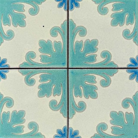 cream blue green tile